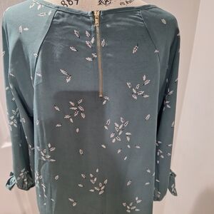 Papermoon Teal Blouse with Leaf Pattern